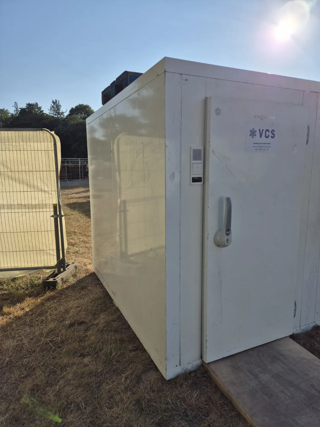 VCS temporary cold room at an outdoor event with an access ramp